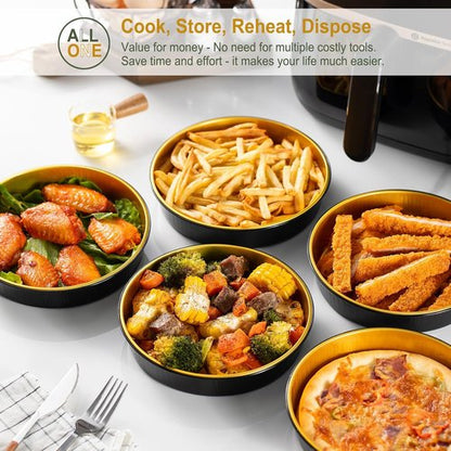 Air Fryer Foil Liners by [Brand Name] - 20 Pack of 7-Inch Round Disposable Aluminum Pans | High-Heat Safe & Reusable