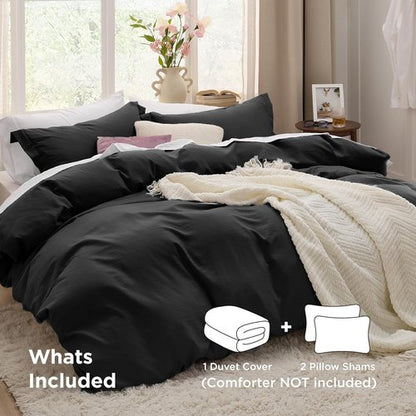 Bedsure King Duvet Cover Set - Oversized 3-Piece Extra Soft Prewashed Cotton-Like Polyester | 120x98 Inches with Zipper Closure & 2 Pillow Shams