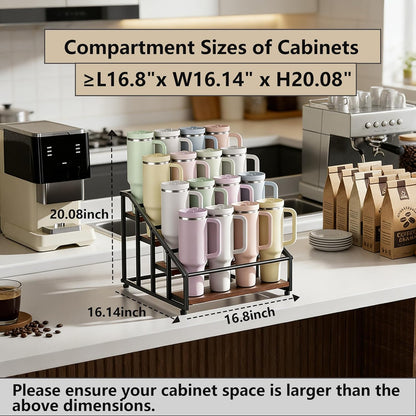MOJOHAND 4-Tier Tumbler Organizer - Holds 16 Stanley 40 oz Tumblers & Water Bottles | Perfect for Kitchen & Pantry