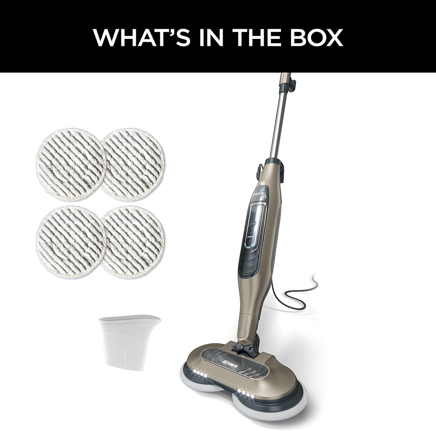 Shark S7001 Mop - 3 Steam Modes & LED Headlights - Scrub & Sanitize Hard Floors - Gold Finish