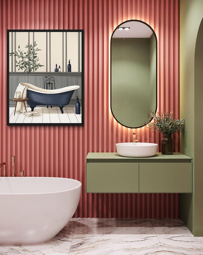 Blue Bathtub Art Print | Humorous Aesthetic Wall Decor | 8 x 10 Inches, Unframed