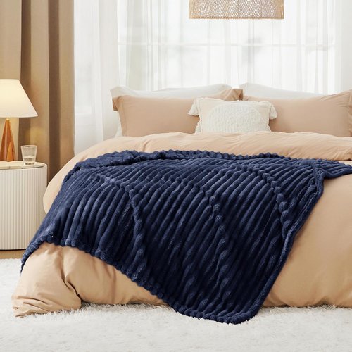 Bedsure GentleSoft Twin Blanket - Cozy Navy Blue Throw for Women | Soft, Large 66x90 Inches
