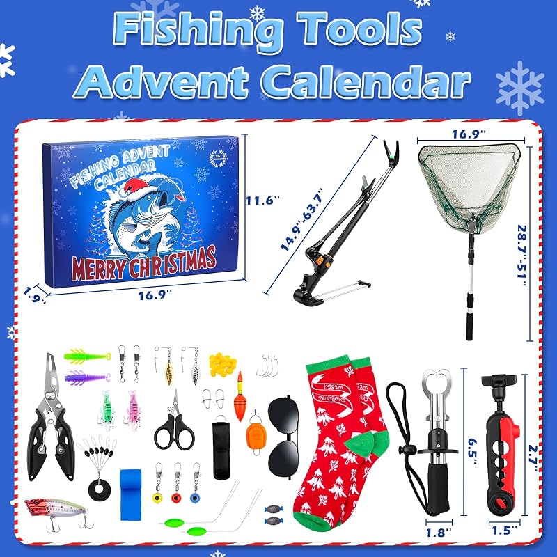 Fishing Advent Calendar 2025 - 24 Day Gift Kit for Fishing Lovers