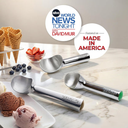 Zeroll Original Ice Cream Scoop - 4 Oz Size 10 | Durable Silver/Brown Design