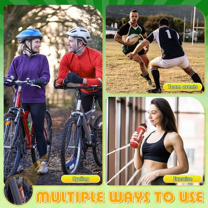 Funnymoom 24 Pcs Football Water Bottle Football Drawstring Bag Set with 50 Sticker Football Party Favors 12 Reusable Sports Squeeze Water Bottle 20oz 12 Football Goodie Gift Bag for Football Team Gift