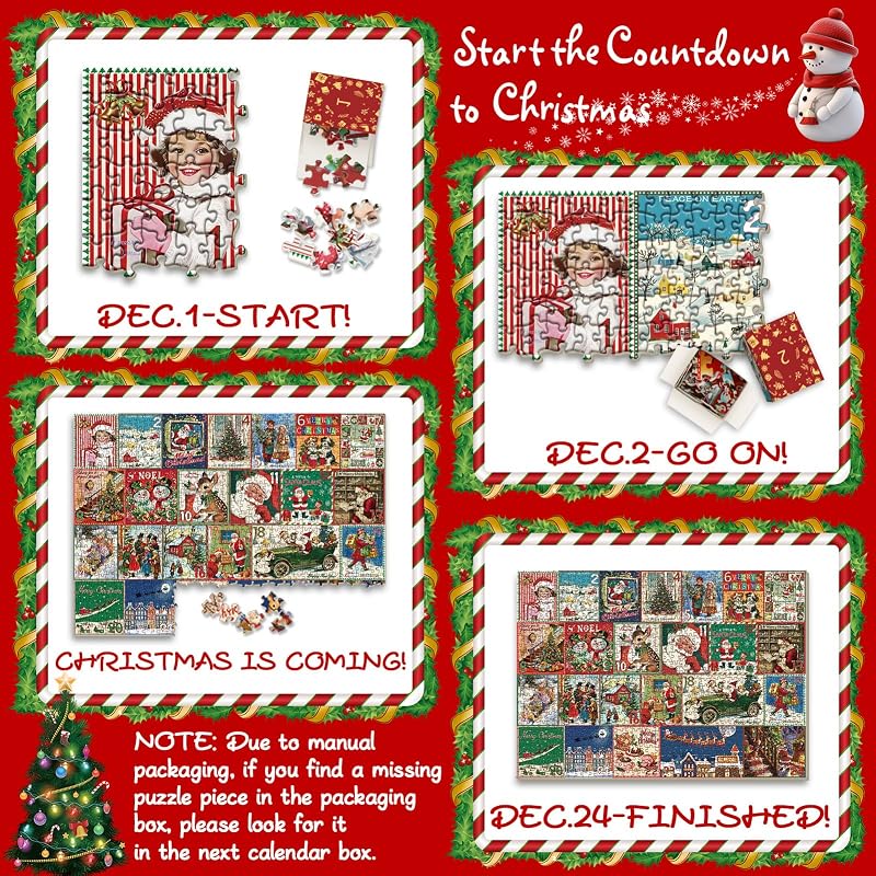 Christmas Advent Calendar 1000-Piece Jigsaw Puzzle for Adults
