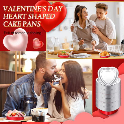 Yinkin 50 Set 9 oz Mother's Day Heart Shaped Cake Pans 5.4 Inch Heart Aluminum Foil Cupcake Pans with Lids Disposable Dessert Baking Cups Pans for Mother Valentine Wedding Birthday Muffin Pie(Red)