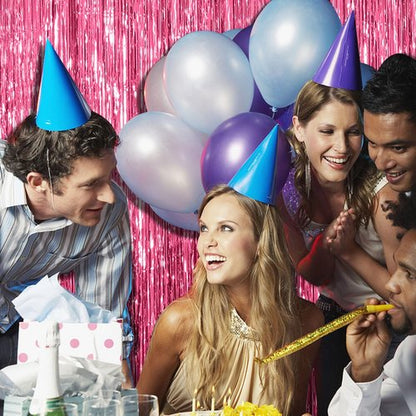 2 Pack Pink Backdrop Party Decorations Tinsel Curtain Party Backdrop Foil Fringe Birthday Decorations Photo Booth Streamer Backdrop Pink Theme Bachelorette Graduation Decor