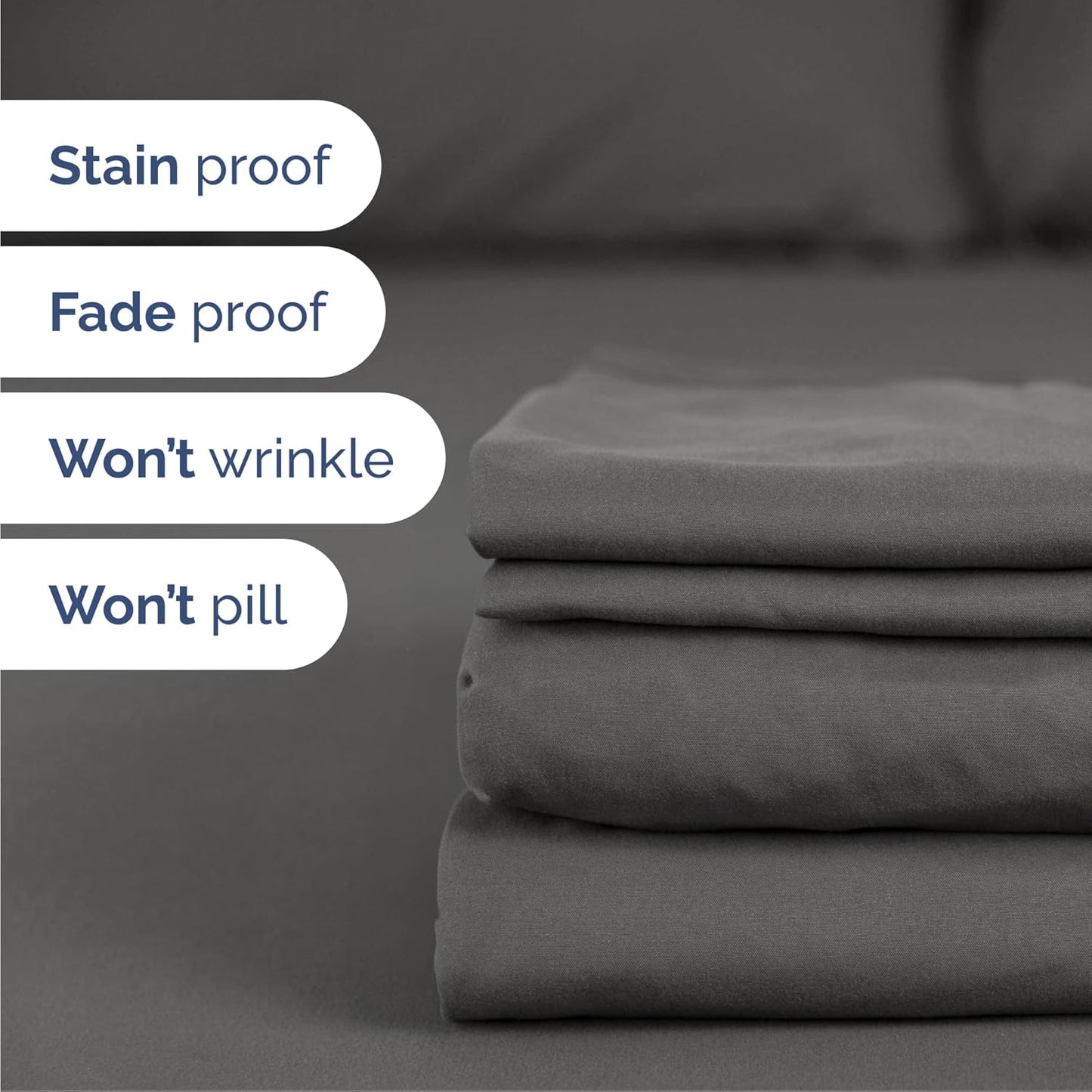 Cal King Size 4-Piece Sheet Set | Skiennix Comfy Breathable Cooling Bedding - Luxury Hotel Quality - Deep Pockets, Soft, Wrinkle-Free - Oeko-Tex Certified - Charcoal