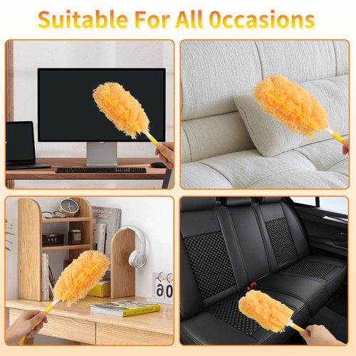 18 Count Duster Refill for Swiffer Duster with 1 Handle - 360° Multi-Surface Larger Size Feather Dusters, Disposable Duster Kit for Cleaning Home, Furniture, Blinds and Ceiling Fans