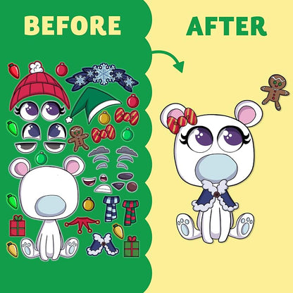 Variation of THIS listing Christmas Make-a-face Sticker Sheets - 36 Pcs Reindeer Snowman Elf For Kids Party Favor Art Craft Classroom