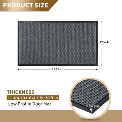 Yimobra Front Door Mat Outside Entrance, All-Season Waterproof Welcome Matt Outdoor Indoor, All-Weather Non-Slip Doormat, Low Profile, Easy Clean Patio Porch Entryway Mat, 29.5x17, Grey