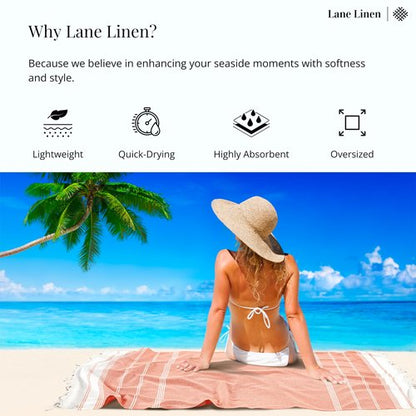 LANE LINEN Turkish Beach Towel, Oversized Beach Towel 39"x71", Lightweight Beach Essentials for Women, Large Pool Towel, Absorbent & Quick Dry, Sand Free Beach Towel - Bird of Paradise