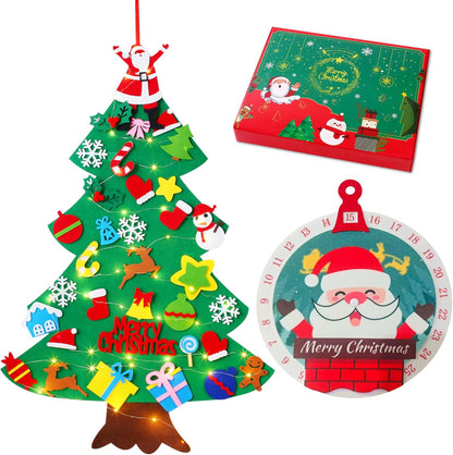 Skiennix Felt Christmas Tree for Toddlers - 3.2ft DIY Holiday Decor with 34 Ornaments & Santa Advent Calendar