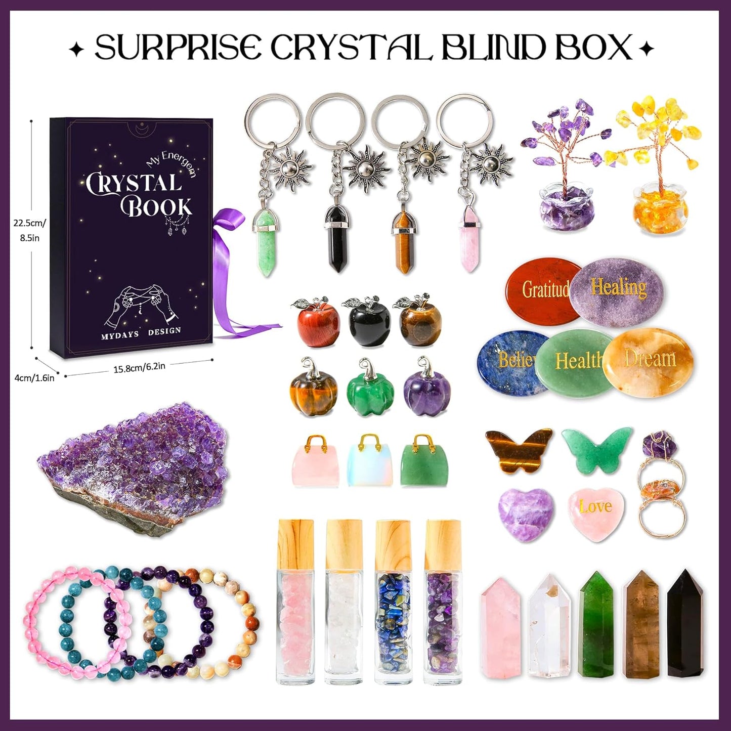 MYDAYS&DESIGN 2026 Crystal Advent Calendar - 12 Days of Zodiac Healing Crystals & Gemstones | Perfect Christmas Gift for Women, Teens & Girls