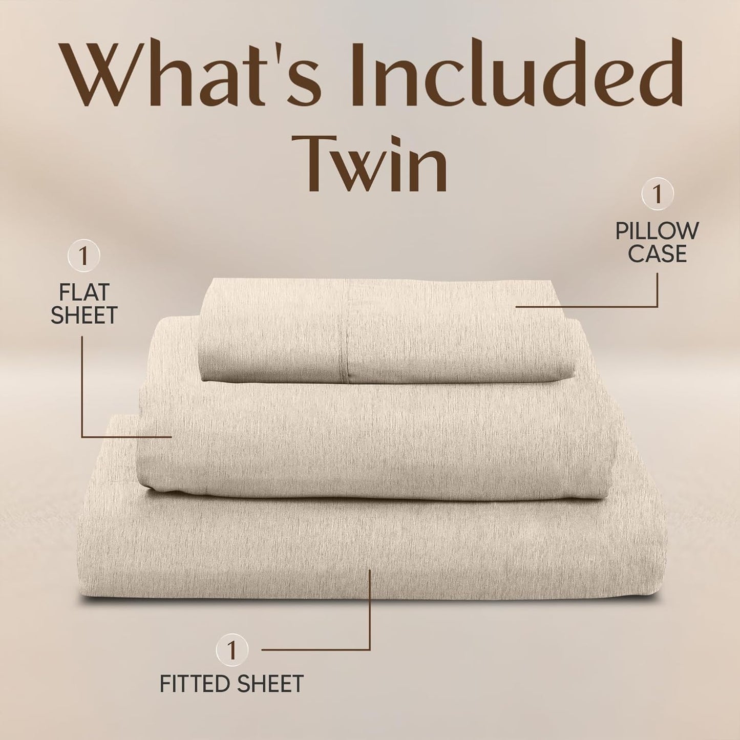 Utopia Bedding Twin Sheet Set - Soft & Breathable Microfiber, 3-Piece Bed Sheets, Oeko-Tex Certified | Heather Beige