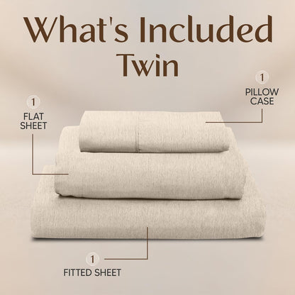 Utopia Bedding Twin Sheet Set - Soft & Breathable Microfiber, 3-Piece Bed Sheets, Oeko-Tex Certified | Heather Beige