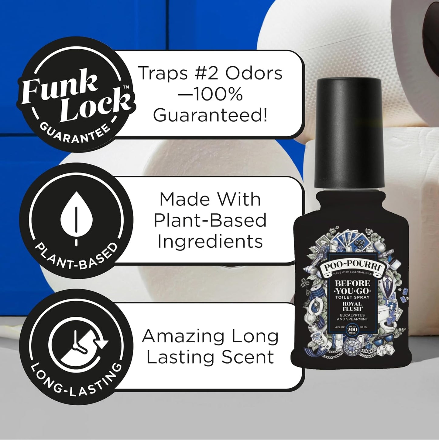 Poo-Pourri Before-You-Go Toilet Spray - Royal Flush, Eucalyptus & Spearmint, 2 Fl Oz