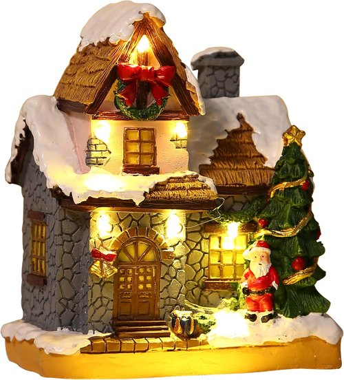 Christmas Village Houses - Warm Light Battery Operated Tabletop Decoration | Perfect Xmas Gift