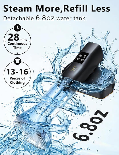 Skiennix Portable Handheld Garment Steamer - 200ml Capacity, 1000W Fast Heat-Up, Leak-Proof, Black & Gold