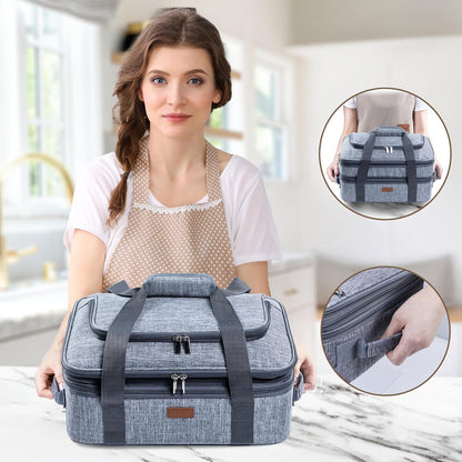 BAGSPRITE Insulated Casserole Carrier - Expandable Thermal Tote for Hot or Cold Food | Fits 9" x 13" Dish