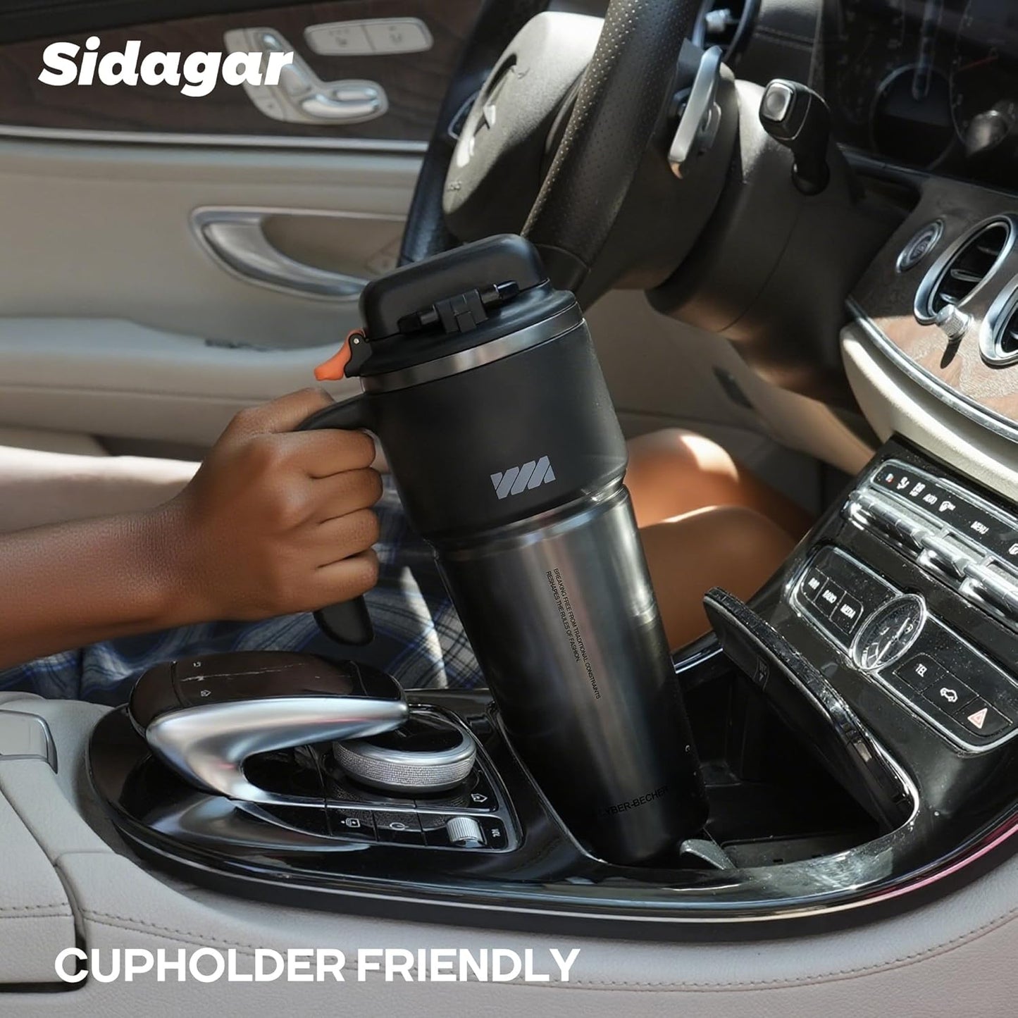 Skiennix 32 oz Tumbler - Vacuum Insulated Stainless Steel Travel Mug with Handle & Straw | Obsidian Black