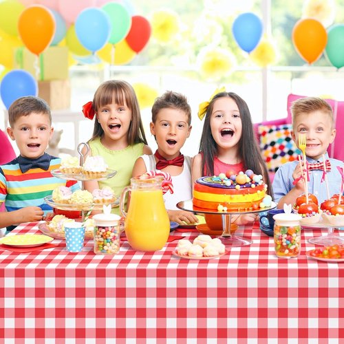 Kopokita Red Gingham Tablecloth - 54 x 108 Inches | Disposable Plastic Checkered Table Covers
