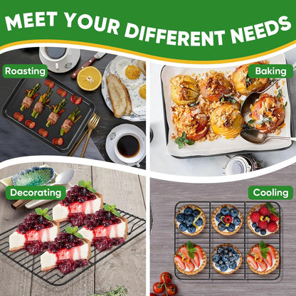 P&P CHEF Nonstick Baking Sheet Pan with Cooling Rack - Easy Clean, Black, 10.4 x 8 Inch