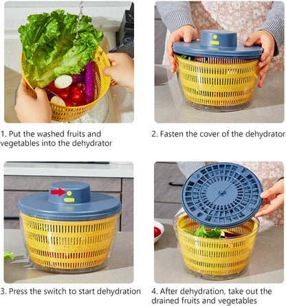 Skiennix Large Salad Spinner - 3-in-1 Vegetable Wash Bowl & Lettuce Cleaner | 4.22Qt Quick Drainage Mixer