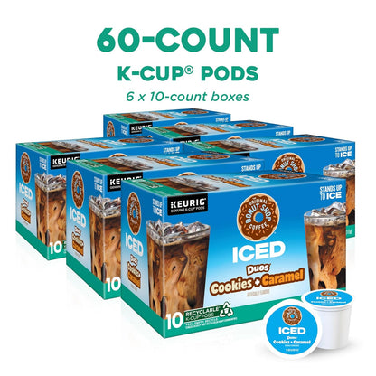 Original Donut Shop | Iced Duos Cookies & Caramel Coffee | 60 Keurig K-Cup Pods (6 Packs of 10)