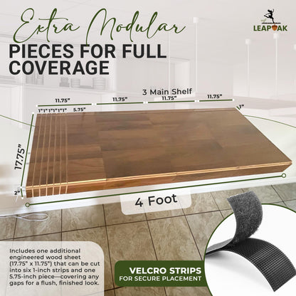 LEAPOAK Wire Shelf Cover - Adjustable Engineered Wood Panels with Extra Modular Pieces - Custom Fit for Pantry, Closet, & Kitchen Wire Shelving - Velcro Secures in Place - Smooth Finish (Light Wood)