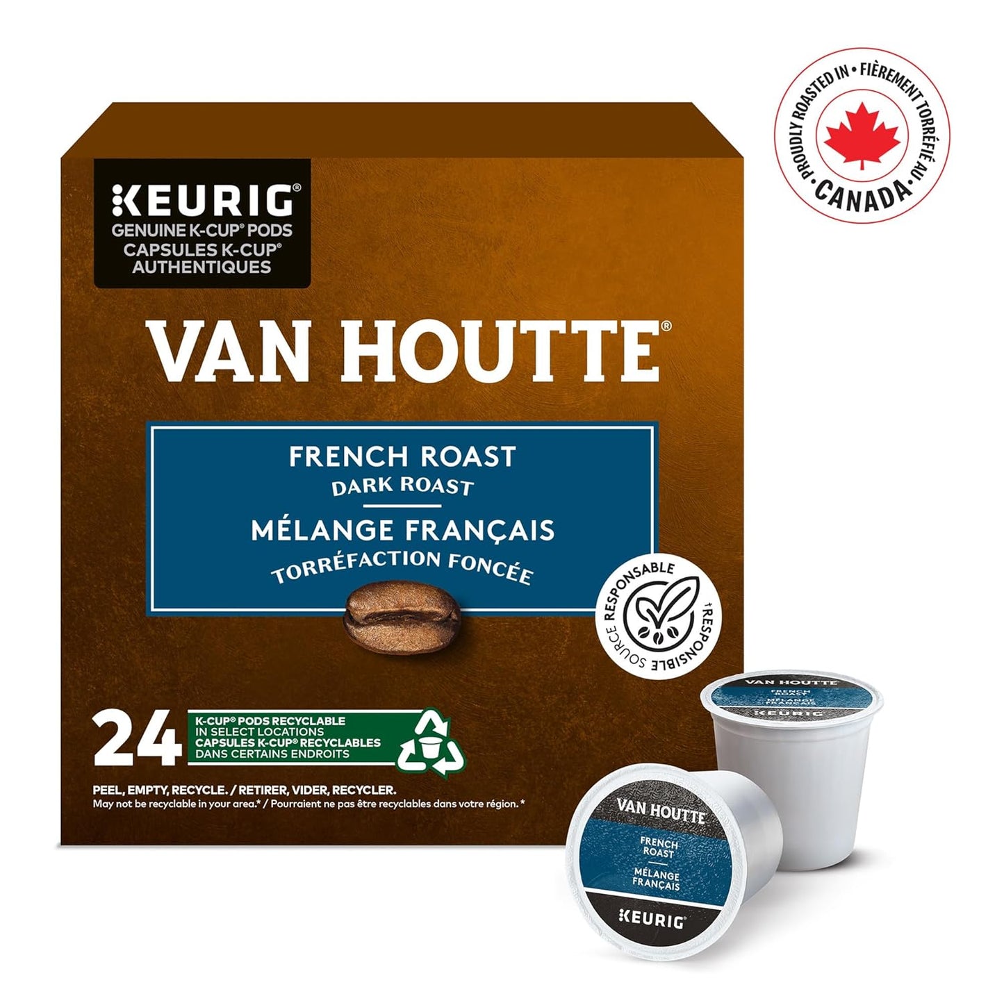 Van Houtte French Roast Coffee K-Cup Pods - Rich Flavor for Keurig Brewers | 24 Count