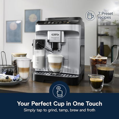 De'Longhi Magnifica Evo Automatic Espresso Machine - Built-In Grinder & Auto Milk Frother | Silver ECAM29084SB