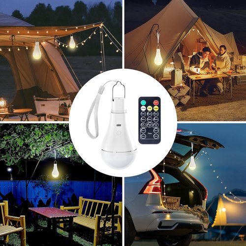 Brightown USB Rechargeable Light Bulb - Remote & Timer for Emergency Power Outages | 700LM, 6000K, 2 Pack