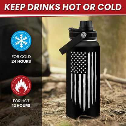 SA Water Bottles American Flag 32oz Stainless Steel Insulated Water Bottle - Ideal Gift for Men