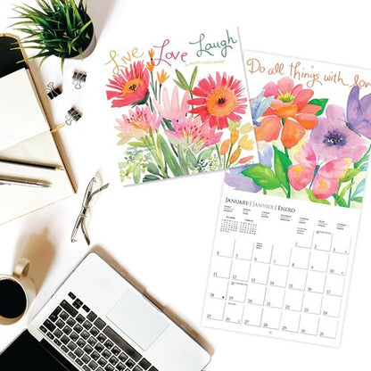 Graphique 2026 Mini Wall Calendar - Live Love Laugh | 7” x 7” | Thick Paper | Large Monthly Grid & 4-Month 2027 Preview