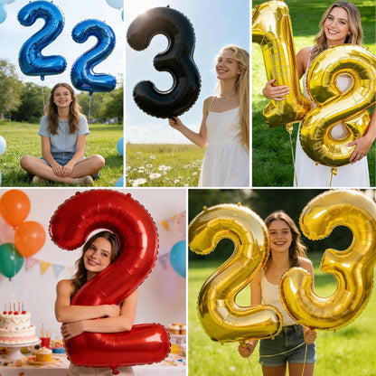 Smlpuame 40-Inch Black Number Balloon 0-9 | Large Helium Foil Balloons for Birthday & Wedding Celebrations
