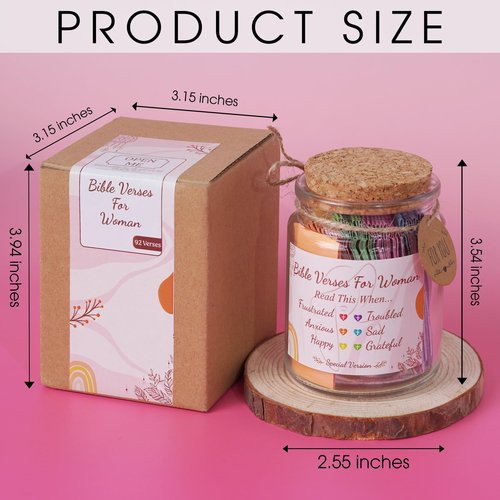 Bible Verses Jar for Women – Christian Gifts For Women, Color Coded Scripture Jar, Mothers Day Gifts For Mom