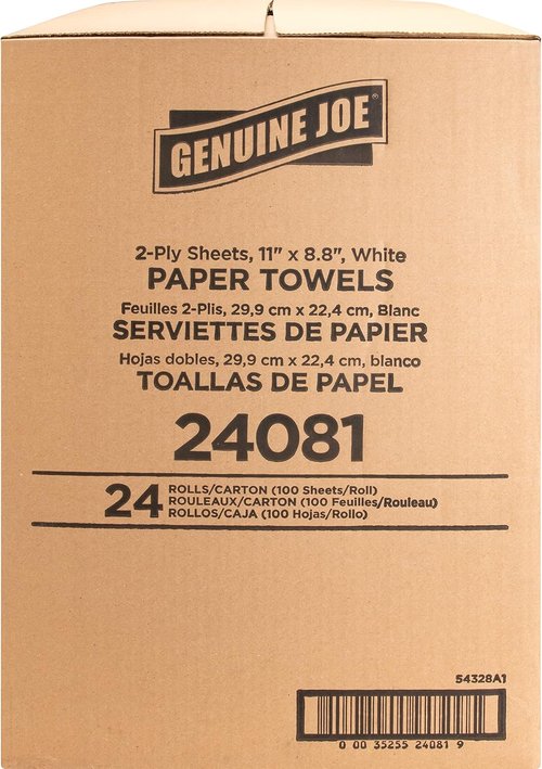 Genuine Joe Paper Towels - 200 Count Bulk Pack for Home & Office | 24 Rolls