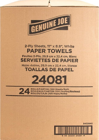 Genuine Joe Paper Towels - 200 Count Bulk Pack for Home & Office | 24 Rolls