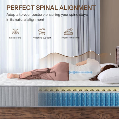 Serene 10 Inch King Hybrid Mattress - Premium Cooling Gel Memory Foam & Pocketed Coils for Spine Alignment | Medium Firm, Fiberglass-Free, CertiPUR-US Certified, Made in USA