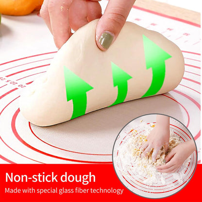 Skiennix Silicone Baking Mat - Extra Large 32x24 Inch Non-Stick Pastry Mat with Dough Scraper & Ties
