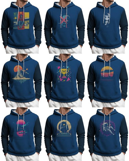 MARSVOVO Casual Mens Graphic Hoodies Classic Comfortable Drawstring Pullover Plus Size Loose Fit Fashion Sweatshirt Basic Long Sleeve Spring Fall Sweatshirt with Pocket Sun and Skull,3XL
