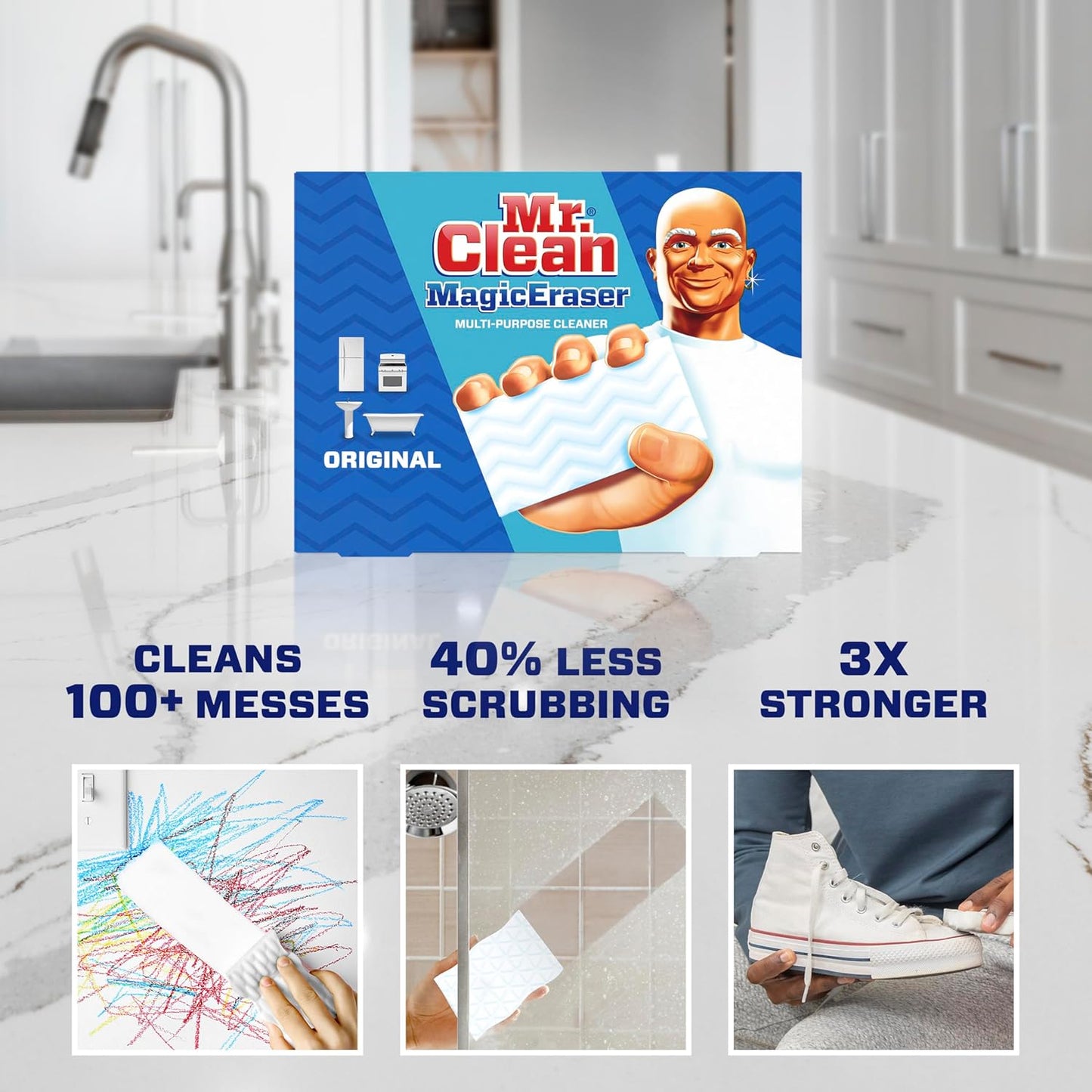 Mr. Clean Magic Eraser Cleaning Pads - Durafoam Technology, White, 12 Count (2 Packs)