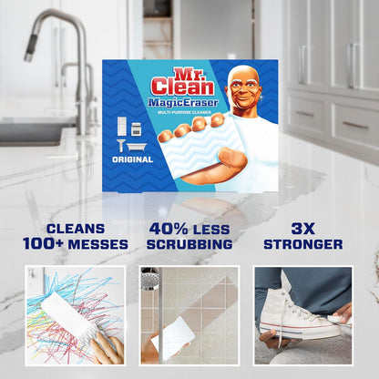 Mr. Clean Magic Eraser Cleaning Pads - Durafoam Technology, White, 12 Count (2 Packs)