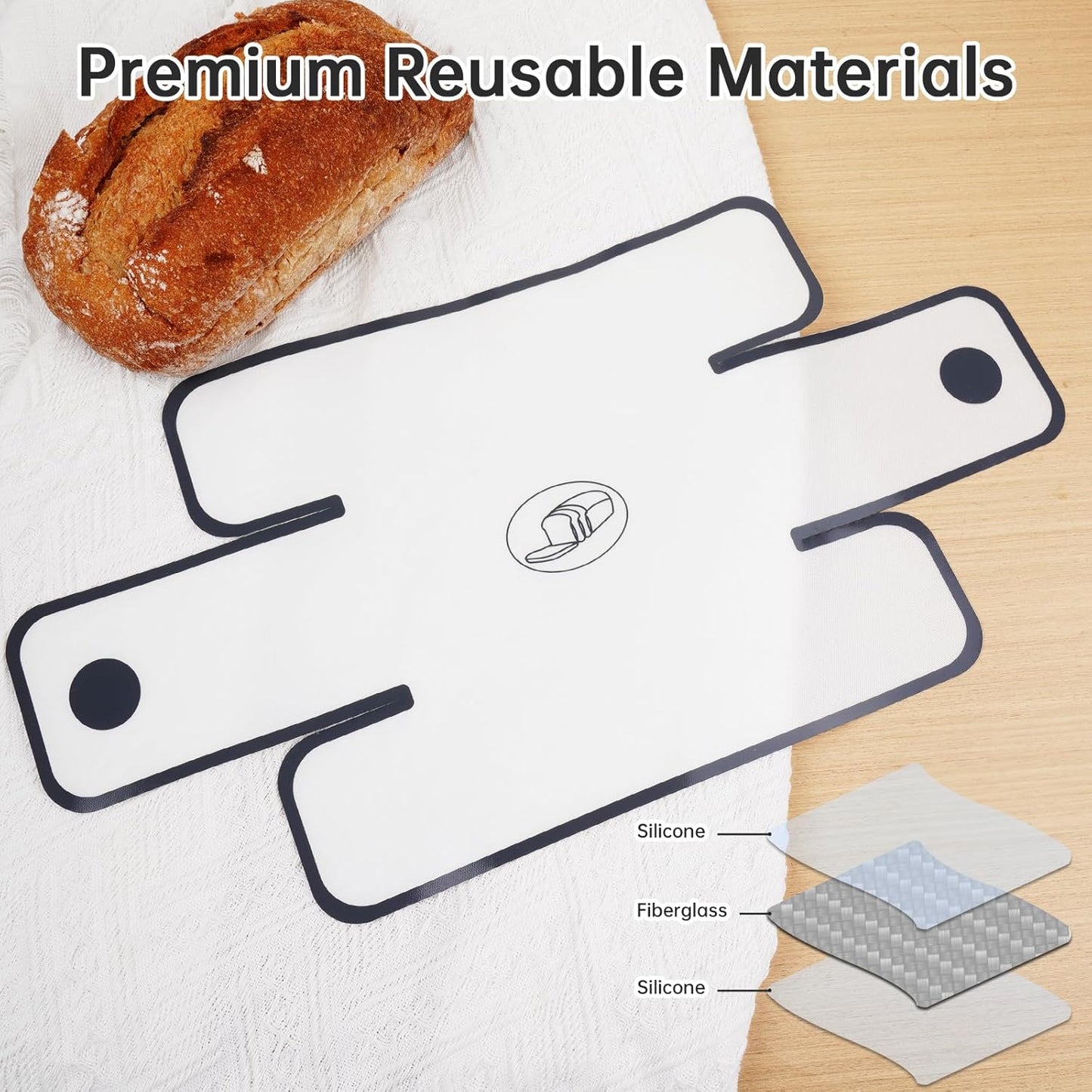 NiHome Silicone Bread Loaf Pan Liners - Reusable Nonstick Design for 9x5, 9.5x5, & 10x5 Inch Pans | Easy to Clean