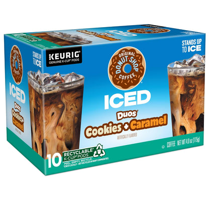 Original Donut Shop | Iced Duos Cookies & Caramel Coffee | 60 Keurig K-Cup Pods (6 Packs of 10)
