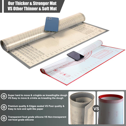 Skiennix Non-Slip Silicone Pastry Mat - 28x20 Inches with Measurements for Baking, Dough & More