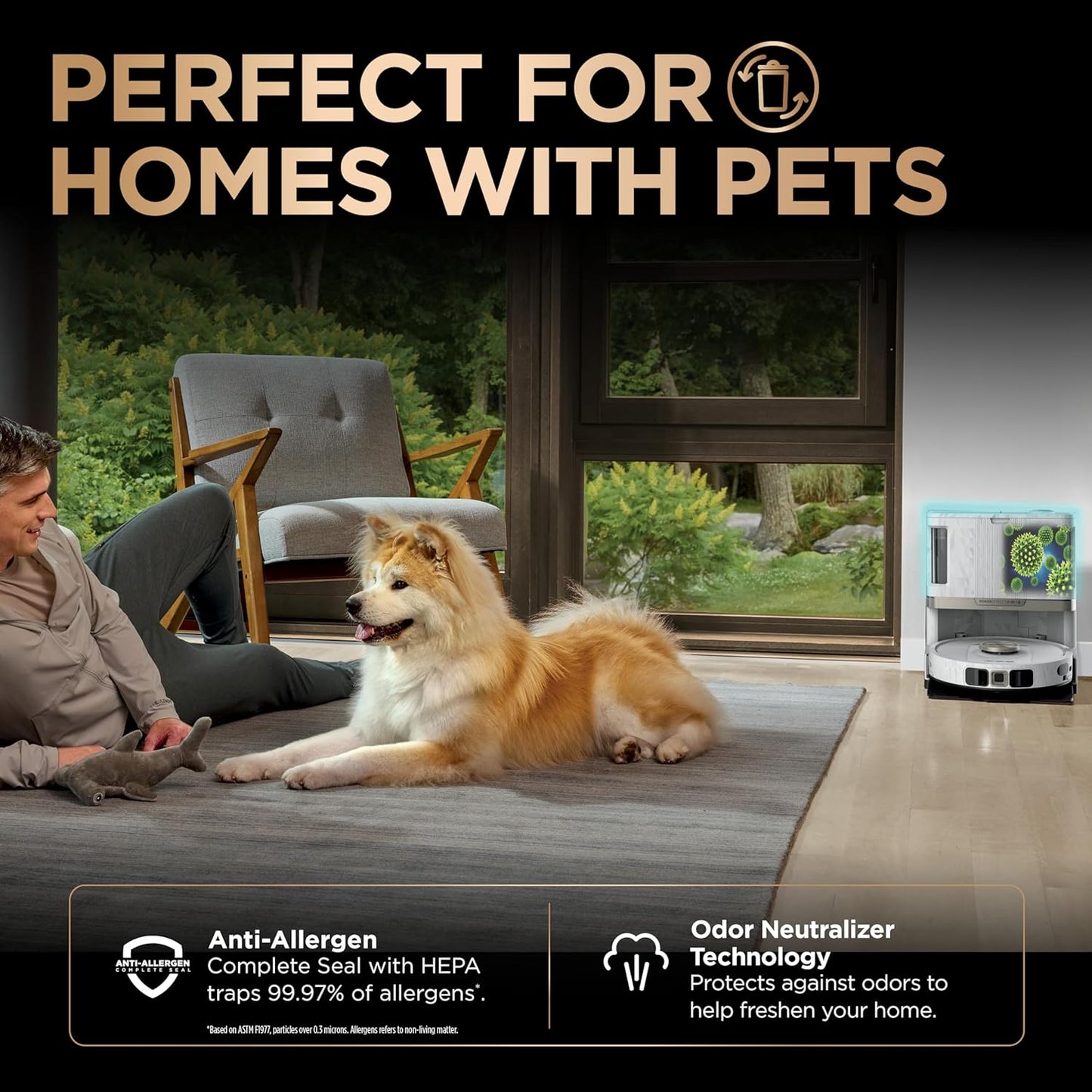Shark PowerDetect 2-in-1 Robot Vacuum & Mop - Powerful Suction for Carpets & Hard Floors | Self-Empty Base | White | AV2800ZE