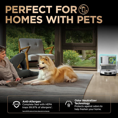 Shark PowerDetect 2-in-1 Robot Vacuum & Mop - Powerful Suction for Carpets & Hard Floors | Self-Empty Base | White | AV2800ZE